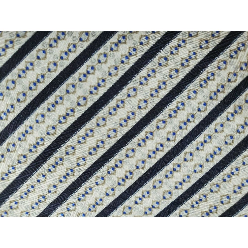 STEFANO RICCI ~ MENS SILK DRESS SHIRT SUIT TIE ~ BLACK WHITE SILVER STRIPE ~ 60"